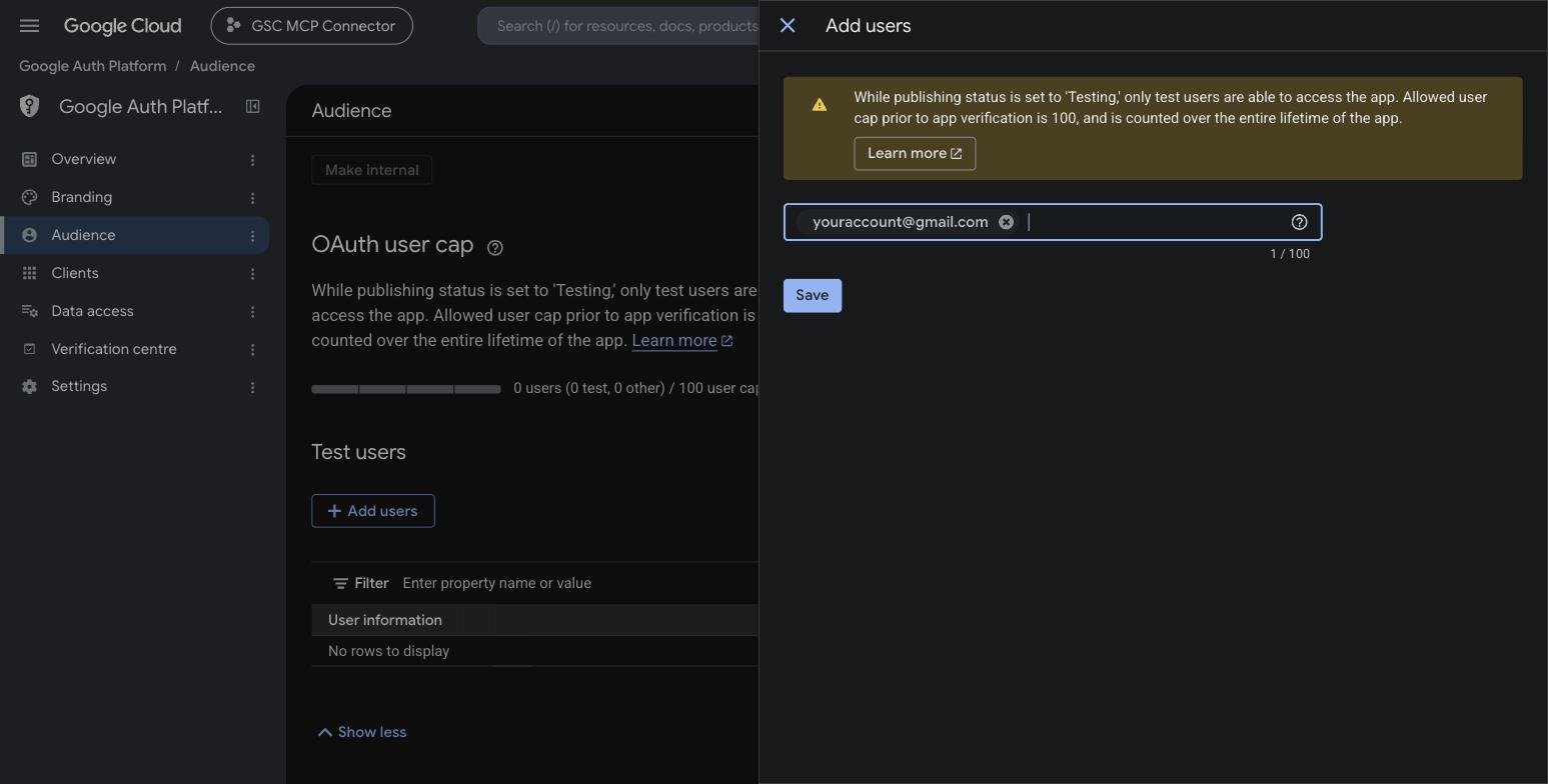 Adding a test user