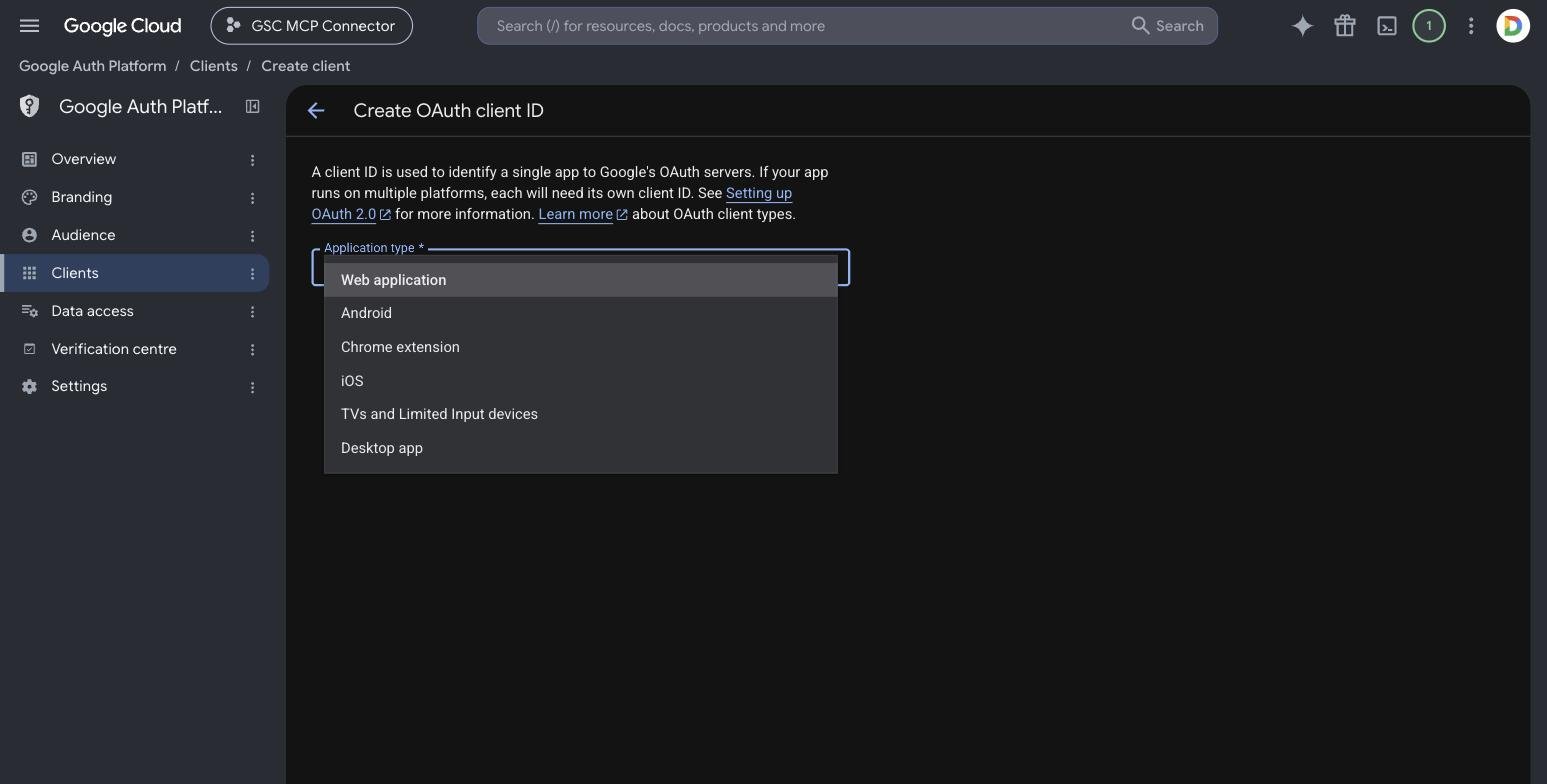 Application type dropdown