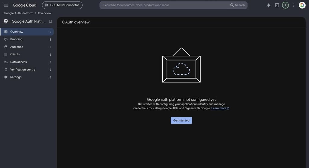 Google Auth Platform not configured